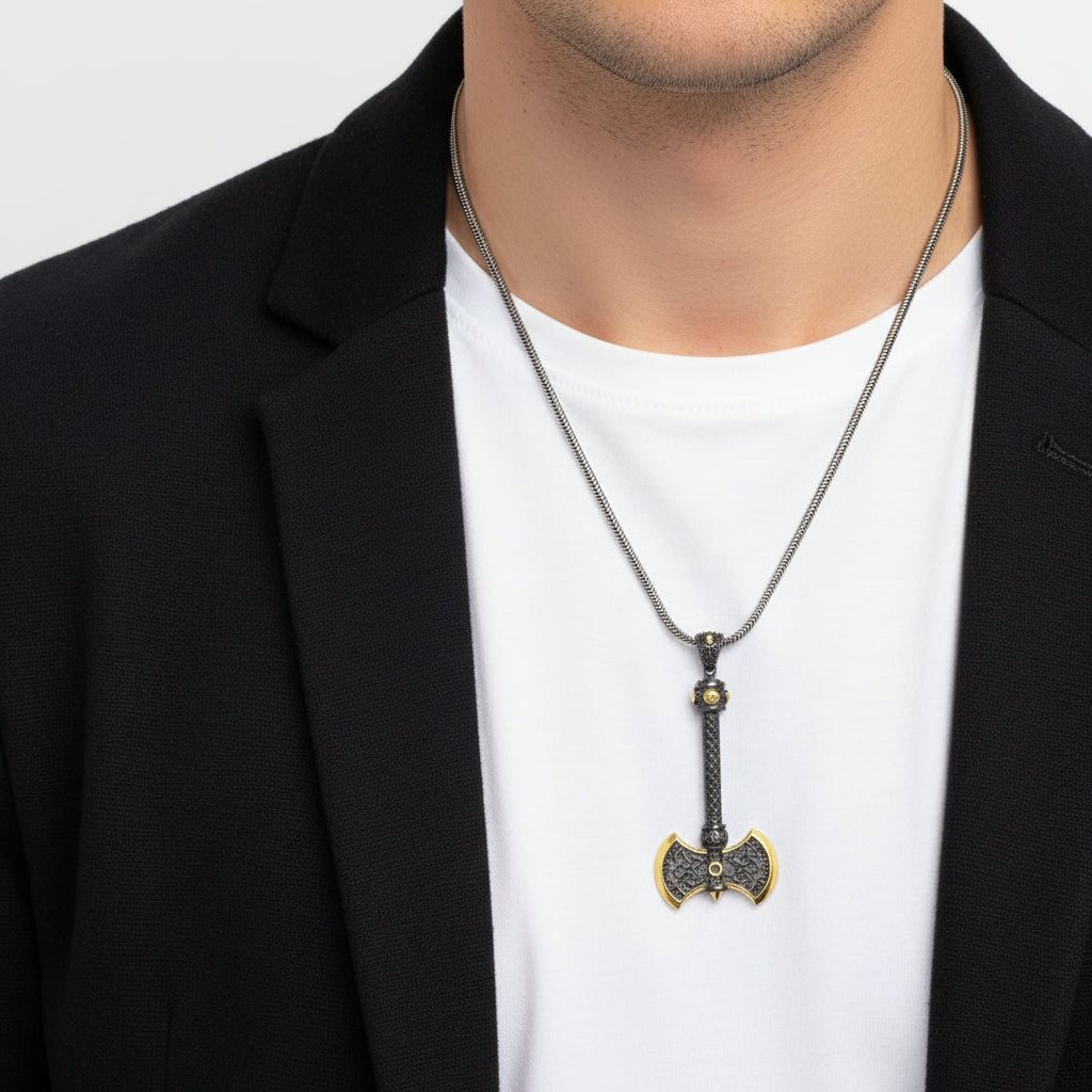 Par LYDIAN Collier en argent avec pendentif hache ARLNM008