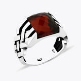 Bague pour homme en argent 925 avec pierre noire LMR295
