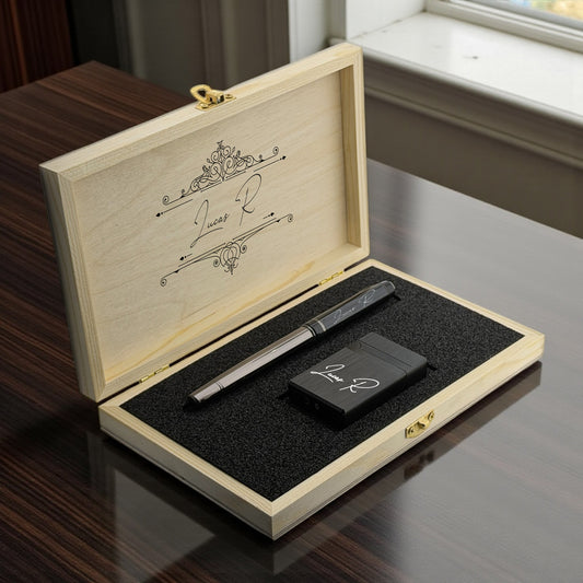 Stylo roller personnalisé & Coffret cadeau briquet