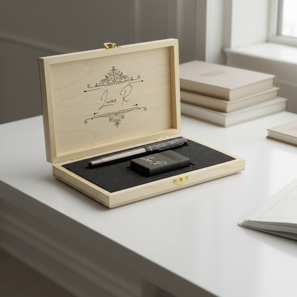 Stylo roller personnalisé & Coffret cadeau briquet