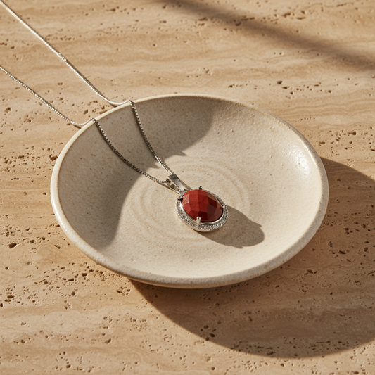 Collier en pierre naturelle Jasper rouge