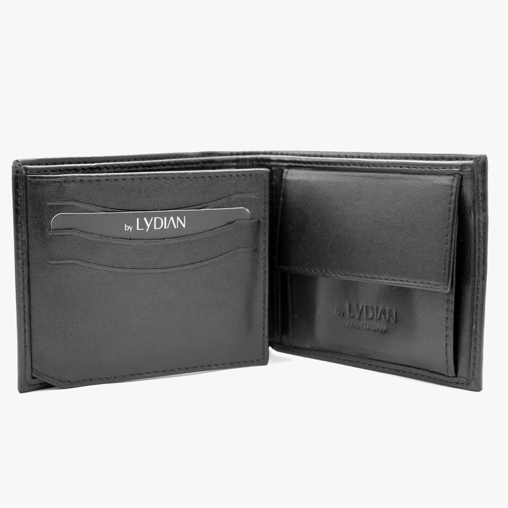 Portefeuille en cuir noir avec nom BLW1155-2