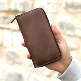 Portefeuille pour smartphone en cuir marron avec 16 compartiments BLW3016-K