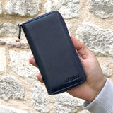 Portefeuille pour smartphone en cuir bleu avec 16 compartiments BLW3016-L