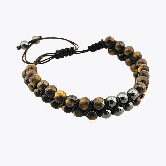 By LYDIAN Bracelet Homme Oeil de Tigre et Hématite ARLB-25