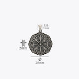 Pendentif amulette Vegvisir Rune avec chaîne - Argent sterling 925