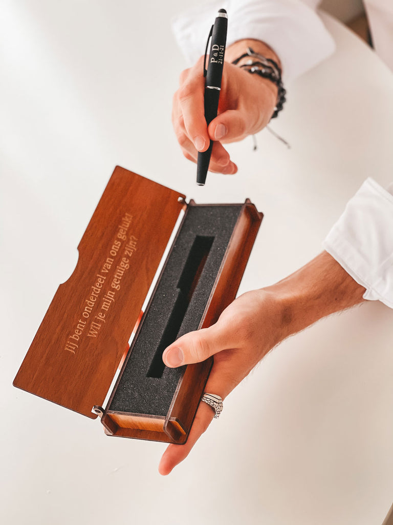 Ensemble de stylos personnalisés - Ensemble d'écriture avec boîte en bois gravée BLP012
