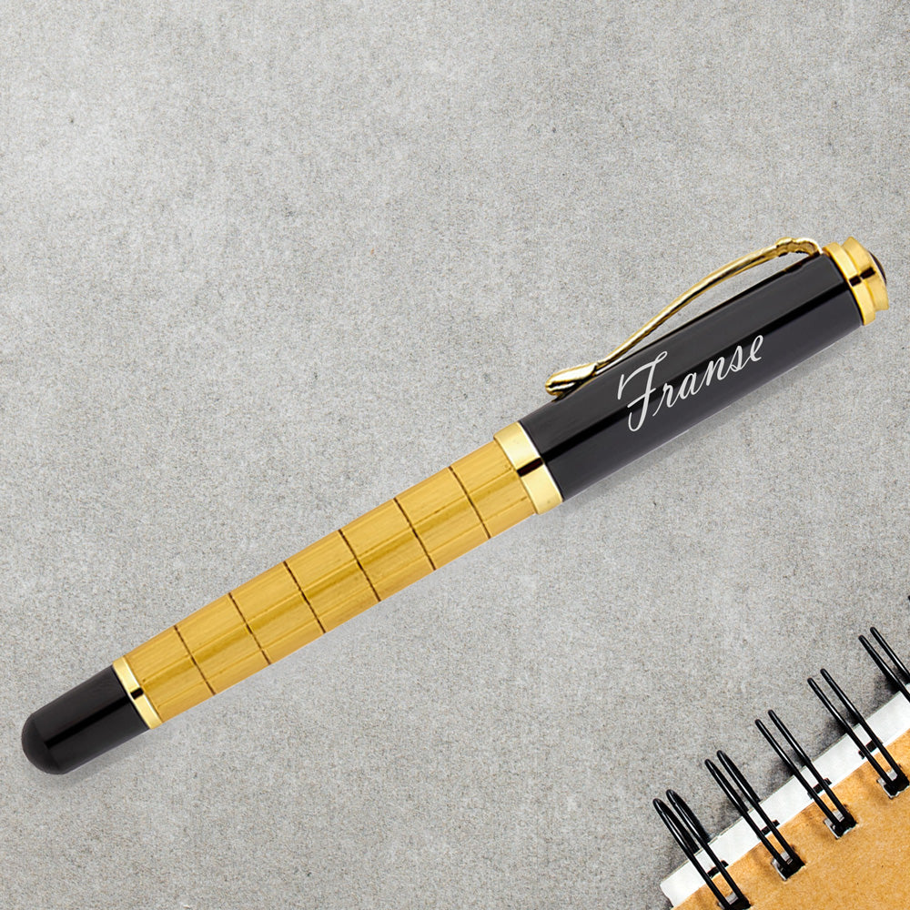 Set d'écriture stylo roller personnalisé avec coffret en bois gravé BLP1214-R