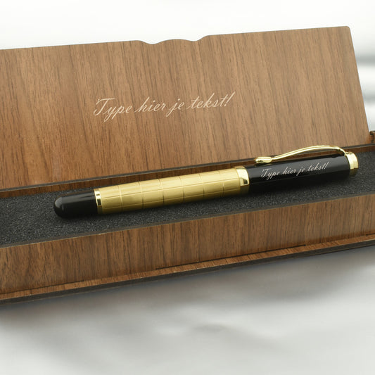Set d'écriture stylo roller personnalisé avec coffret en bois gravé BLP1214-R