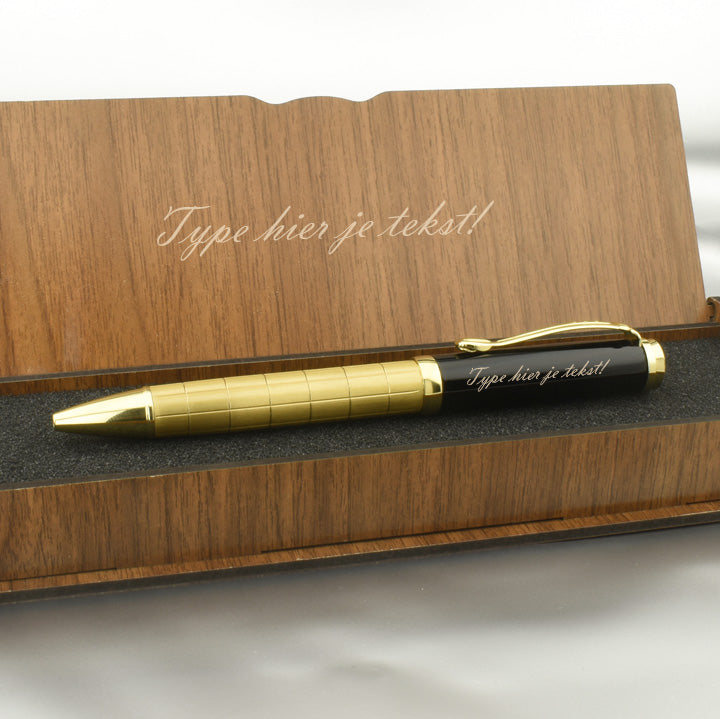 Stylo personnalisé - Set d'écriture avec coffret en bois gravé