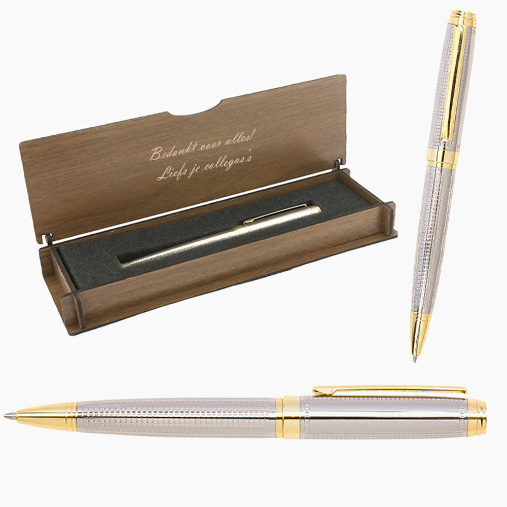 Ensemble de stylos personnalisés - Ensemble d'écriture avec boîte en bois gravée BLP2165