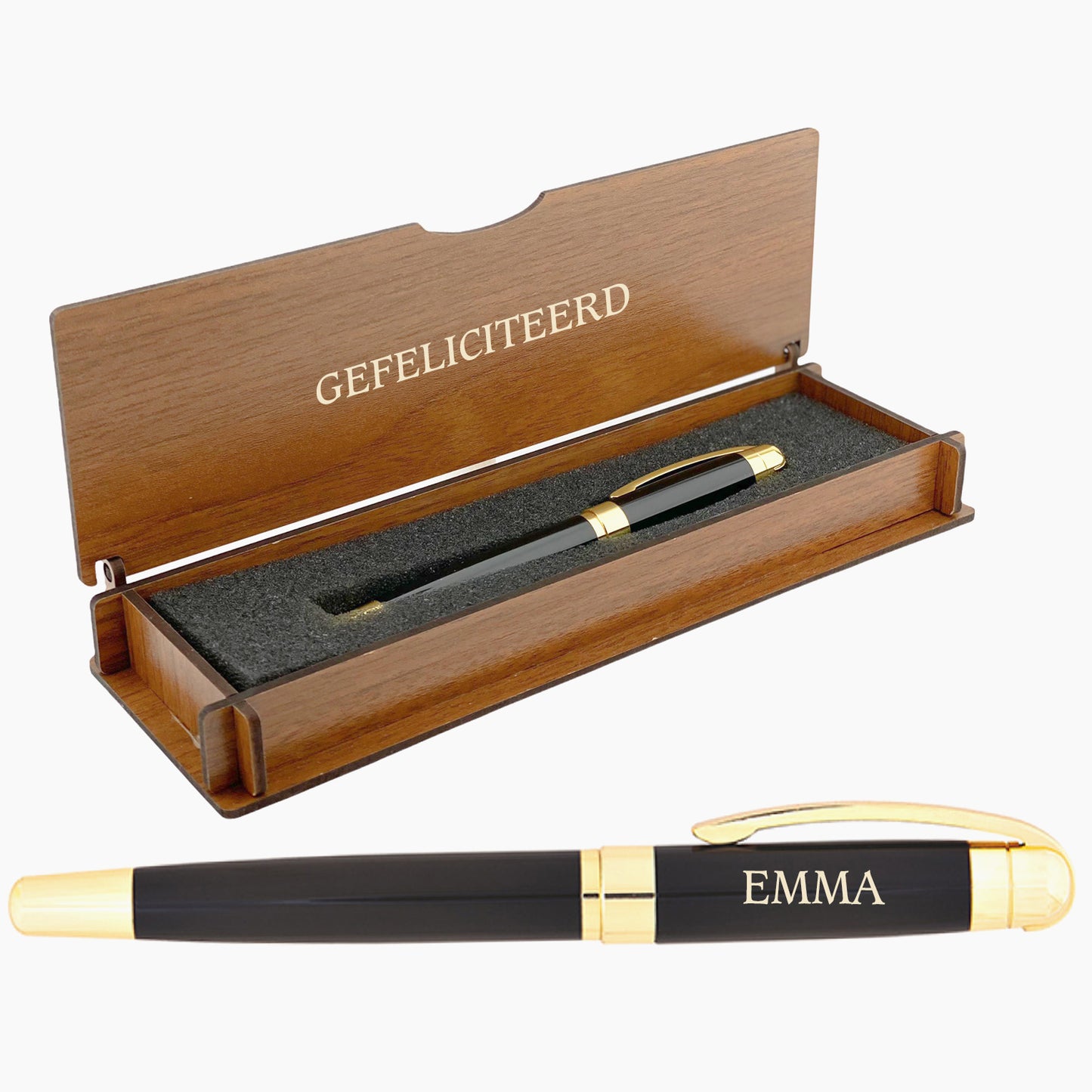 Ensemble de stylos personnalisés - Ensemble d'écriture avec boîte en bois gravée