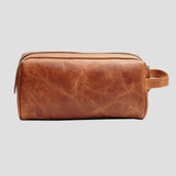 Trousse de toilette en cuir - Marron