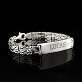 Bracelet homme en argent maille king avec prénom