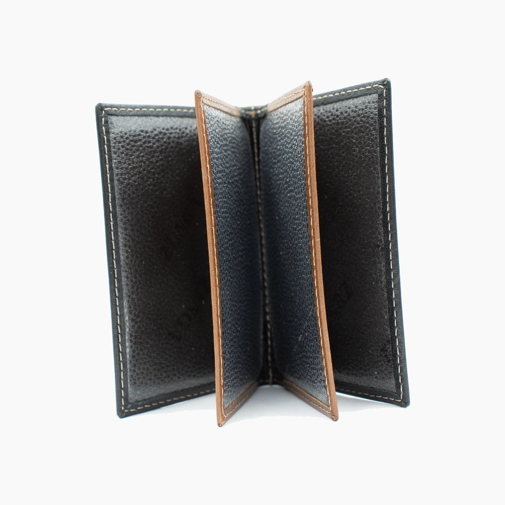 Porte-cartes en cuir noir et marron BLW022-4