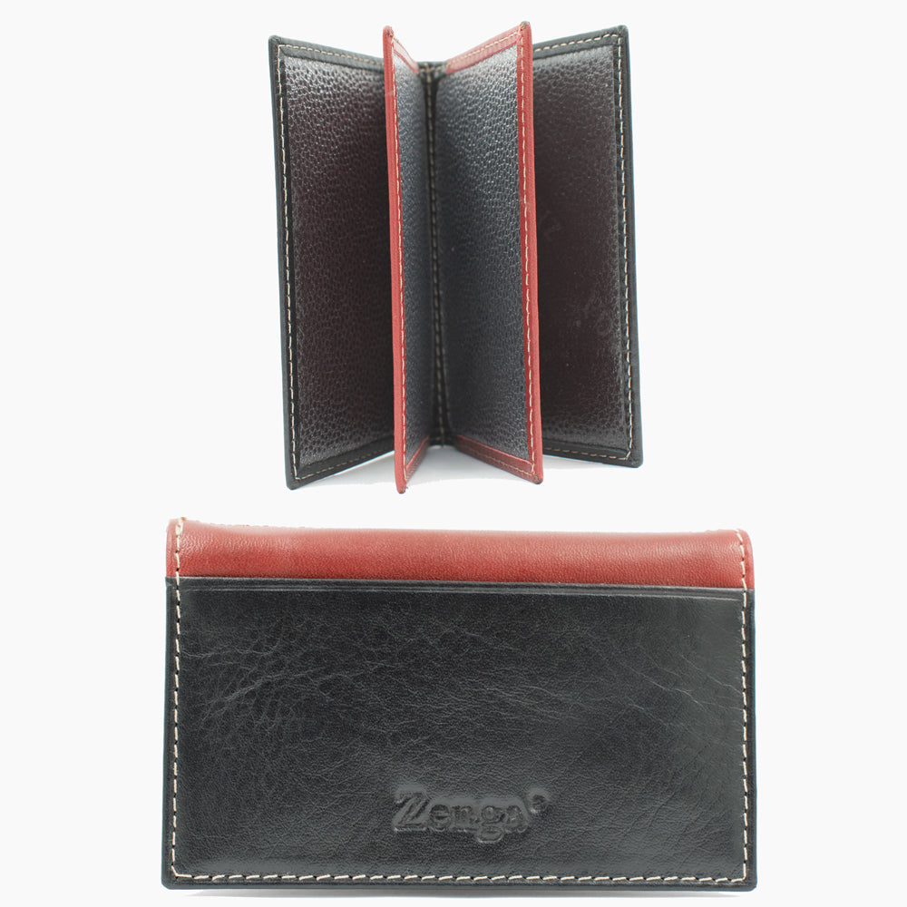 Porte-cartes en cuir noir et rouge BLW022-51