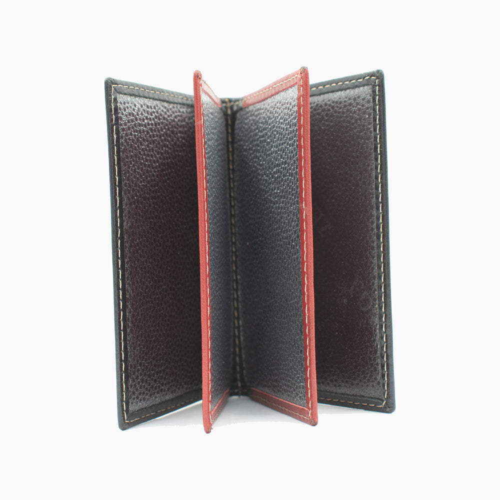 Porte-cartes en cuir noir et rouge BLW022-51