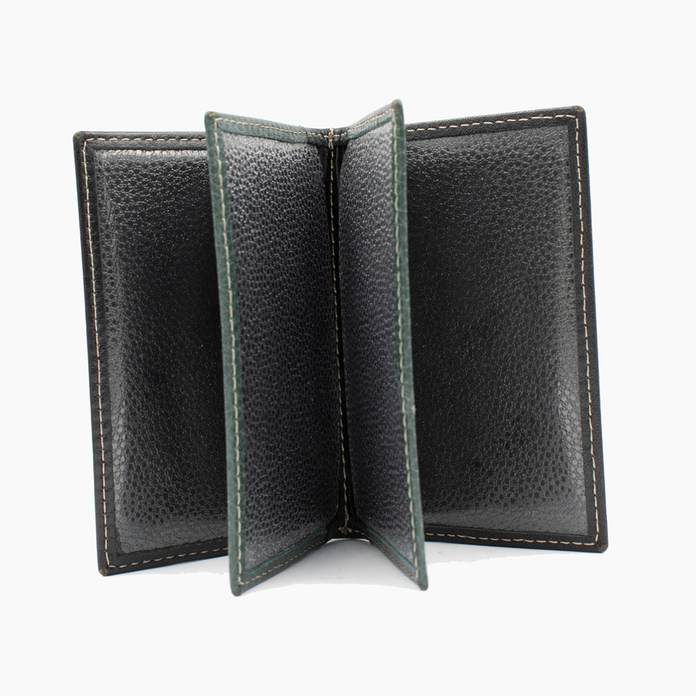 Porte-cartes en cuir noir et vert BLW022-61