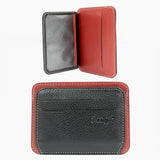 Portefeuille en Cuir Noir et Rouge 023-51
