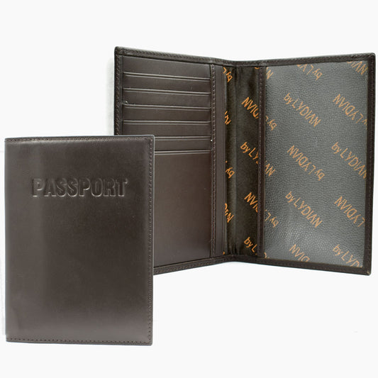 Porte-passeport en cuir marron BLW112BR