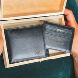 Engrave Portefeuille en cuir noir avec porte-cartes BLW1320-S