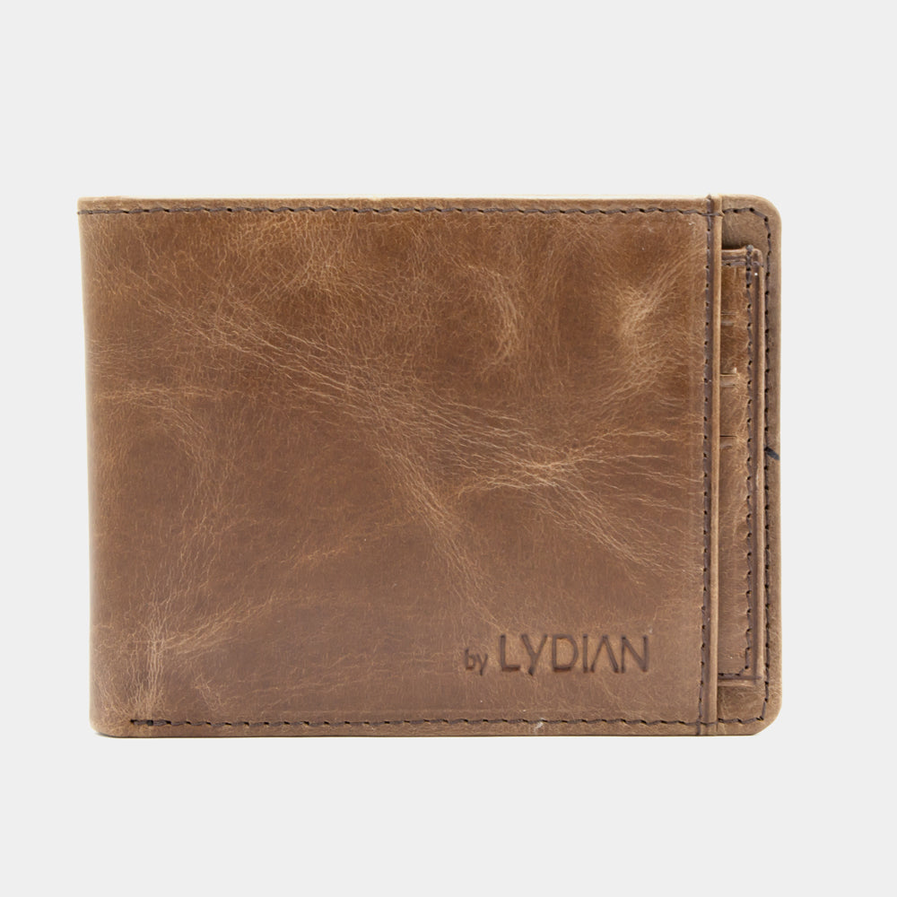 Portefeuille en cuir marron avec gravure porte-cartes BLW1320-K