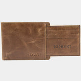 Portefeuille en cuir marron avec gravure porte-cartes BLW1320-K