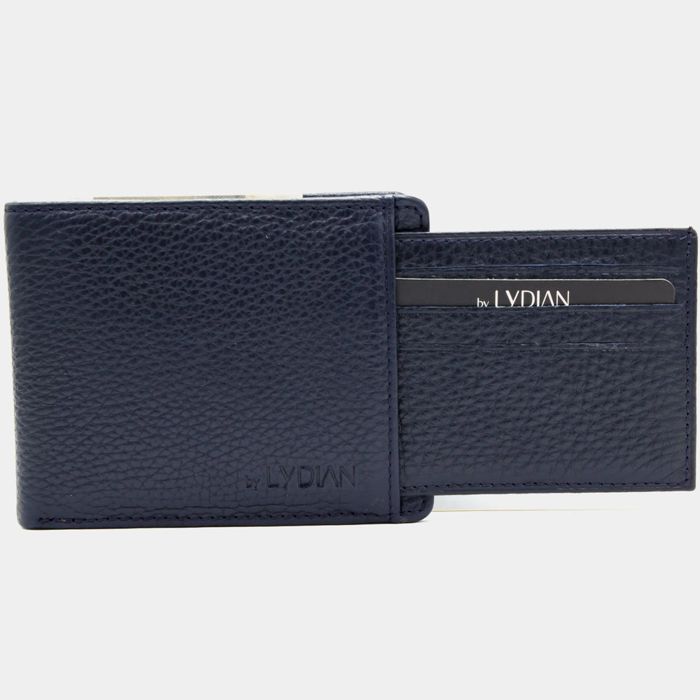 Portefeuille en cuir bleu avec gravure porte-cartes BLW1320-L