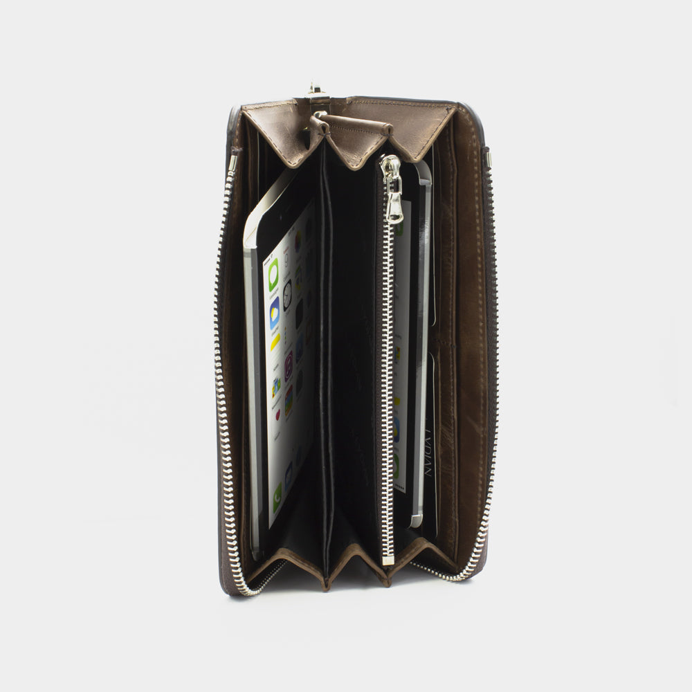 Portefeuille en cuir pour smartphone Marron BLW3034-K