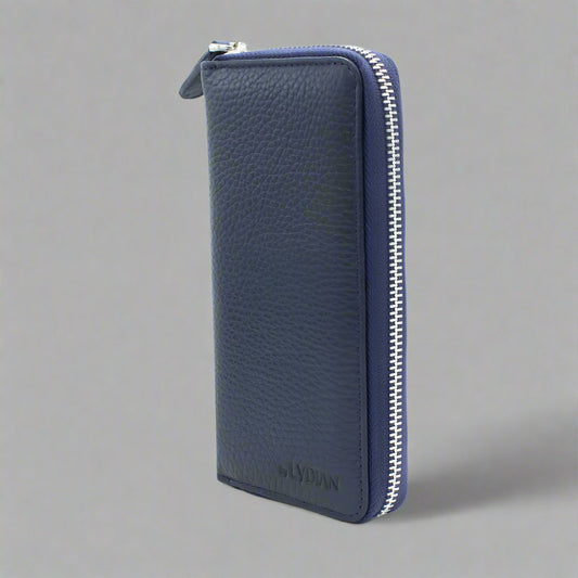 Portefeuille pour smartphone en cuir bleu avec 16 compartiments BLW3016-L