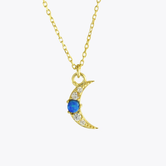 Collier Silver Moon + pendentif avec pierre d'opale