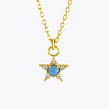 Collier étoile en argent + pendentif avec pierre d'opale