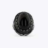 Bague pour homme en argent 925 avec pierre d'onyx noir CLMR077