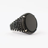 Bague pour homme en argent 925 avec pierre d'onyx noir CLMR085