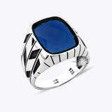 Bague pour homme en argent 925 avec pierre noire LMR295