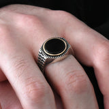 Bague pour homme en argent avec onyx