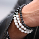 Bracelets Perlés Howlite Onyx NLTB054