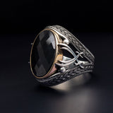 Bague pour homme en argent 925 avec pierre d'onyx LMR163