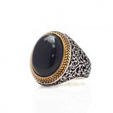 Bague pour homme en argent 925 avec pierre d'onyx LMR215