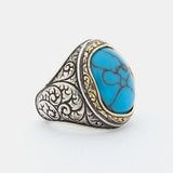 Bague pour homme en argent 925 avec pierre turquoise LMR374