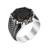 Bague pour homme en argent 925 avec pierres noires MRK066