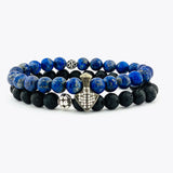 Bracelet Lapis Lazuli & Lava avec argent NLTB2105