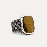Bague pour homme en argent 925 avec pierre d'oeil de tigre ORTBL105
