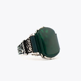 Bague pour homme en argent 925 avec pierre d'agate verte ORTBL175
