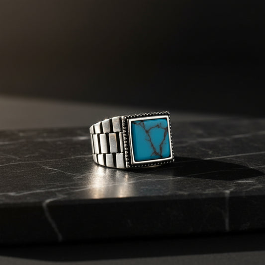 Bague pour homme en argent 925 avec pierre turquoise ORTBL191